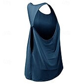 abordables Chemise pour femmes-Femmes Couleur Unie Débardeur Tee Shirt Fitness Ample Élastique Évacuation de la transpiration Respirant Tennis Pickleball Yoga Col ras du cou Top Noir Bleu Violet Vêtements de tennis