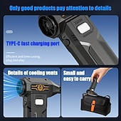 cheap Vehicle Cleaning Tools-Handheld Powerful Turbofan Yard Lawn and Gardening/snow Removal Tools/machines High-speed Brushless Motor Built-in Large Capacity Battery Car Dust Removal Fan Portable Outdoor Dust Removal Fan!