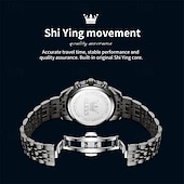 baratos Relógios Quartz-O Novo Relógio de Negócios Masculino Olevs com Pulseira de Aço Luminosa Crônometro Pequeno com Três Ponteiros Exibição de Dia da Semana Relógio de Quartzo Multifuncional Casual à Prova D'água