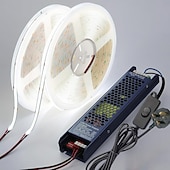 זול תקע רצועת אורות-10מ' 2x10m ערכות תאורה 320 נוריות COB 8 מ"מ 1set לבן חם לבן לבן נטו רצועת אורות LED נדבק לבד 220-240 V