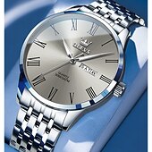 abordables Montres à quartz-La nouvelle montre business pour homme Olevs est dotée d&#039;un affichage lumineux de la date et du jour avec index romains, d&#039;un bracelet en acier, d&#039;une technologie à quartz et d&#039;une élégance