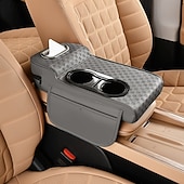 ieftine Serviciul vehiculului-Organizator 5 în 1 pentru consola centrală auto cu suport îmbunătățit pentru coate - husă pentru cotieră din piele ecologică, suport pentru pahare &amp;buzunare de depozitare, potrivire universală pentru