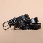 baratos Cintos para Homem-Men's Genuine Leather Belt Belt Brass Square Buckle Dermis Alloy Vintage Durable Adjustable Plain Black Kakhi Outdoor Daily Waist Belt