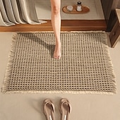levne Koupelnová rohož-Vaflová koupelnová předložka, boho koupelnové koberečky, protiskluzové, pratelné, super savé a rychleschnoucí, malé koupelnové předložky, farmářská koupelnová dekorace, 18'' x 30'', khaki a bílá