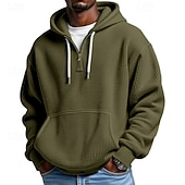 billige grunnleggende hettegensere for menn-Herre Hattetrøje Vaffel hettegensere Hettegenser med glidelås Aprikos Hvit Lysegrønn Militærgrønn Rød Med hette عادي Kengurulomme Med Tekstur Avslappet Daglig Sport &amp; Utendørs Gatemote Kul Sportsklær