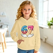 cheap Girl's 3D Playful Humor-Unisex Girls' 3D Graphic Funny Slang 67 Hoodie Pullover Long Sleeve 3D Print Spring Fall Sports Fashion Streetwear Kids 4-12 Years Hooded Outdoor Casual Daily Regular Fit