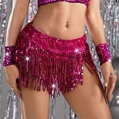 Недорогие Одежда для танцев живота-Юбка с бахромой Samba Dancewear латинская танцевальная юбка юбка с блестками для сценических выступлений женский костюм юбка с блестками и бахромой костюм для выступлений
