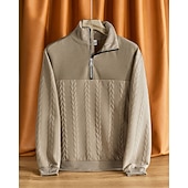 abordables Sweat-shirts basiques-Homme Sweat-shirt Pull Sweat-shirt quart de fermeture éclair Noir Blanche bleu marine Kaki Gris Demi-zip Uni Jacquard Sport &amp; Loisir Occasionnel Quotidien Streetwear Basique Occasionnel Automne Hiver