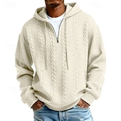 tanie podstawowe bluzy męskie-Męskie Żakard Bluza z Kapturem Bluza z kapturem Bluza z kapturem na zamek błyskawiczny Morelowy Czerwone wino Czarny Biały Jasnozielony Kaptur Równina Zapiąć na zamek błyskawiczny Teksturowany Sport