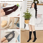 Χαμηλού Κόστους θέρμανση &amp; ψύξη-4 ζευγάρια γυναικείες θερμικές κάλτσες πάνω από το γόνατο, χοντρές, μαλακές, ζεστές χειμωνιάτικες μακριές κάλτσες για κρύο καιρό, ζεστές, casual κάλτσες μέχρι το γόνατο για πεζοπορία, σκι και