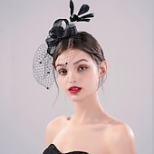 billige Fascinatorer-Hodepryd Fjær Bryllup Bursdag Elegant Årgang Med Fjær Hodeplagg Hodeplagg