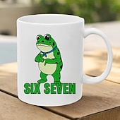 お買い得  マグカップ＆カップ-6 7 フロッグのミームマグカップ、面白いギフトマグ、トレンドコーヒーカップ、6 7 のハンドサインを掲げるかわいいカエル、10代男性女性向けのトレンディなミームギフト