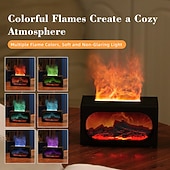  3D暖炉アロマセラピーマシンデスクトップレトロシミュレーションミニレインボー炎雰囲気ライト加湿器USB電源寝室リビングルーム雰囲気ライト