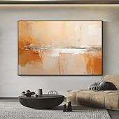 abordables Peintures à l&#039;huile-Grande peinture abstraite acrylique faite à la main, représentant un paysage de coucher de soleil, dans un style long, beige et or rose, art mural abstrait horizontal, peinture à l&#039;huile