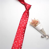 baratos Gravatas e Laços Borboleta para Homem-Homens Gravatas Gravata de Natal Moda Clássico Contemporâneo Moderno Padrão Floco de Neve Natal Festas &amp; Noite