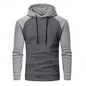 baratos hoodies básicos dos homens-Homens Moletom Estacionar Preto Cinza Claro Cinzento Escuro Cinzento Com Capuz Bloco de cor Com Cordão Desportos e Ar livre Casual Diário Impressão 3D Roupa de rua Roupa de Esporte Casual Outono