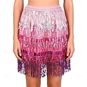 cheap Belly Dancewear-Samba Dancewear Belly Dance Sequin Tassel Skirt Half Bead Performance Skirtl Performance Costume