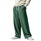 رخيصةأون ساق مستقيم-رجالي بنطال رياضي فضفاض بنطلونات سروال وافل رباط جيب مرونة الخصر سهل راحة رياضة في الهواء الطلق مناسب للبس اليومي موضة كاجوال أزرق أسود مرن نسبياً