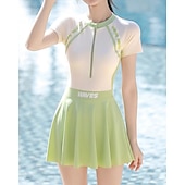 baratos Surfistas Tankinis &amp; Bikinis-Mulheres Anti Atrito Roupa de banho Roupa de Banho Roupa de Banho Preto Verde Proteção UV Compressão abdominal Surfe Canoagem Snorkeling Verão