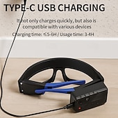 voordelige huishoudelijke apparaten-LED-koplampbril - USB-C-oplaadbaar IPX4-waterbestendig Bewegingssensoractivering 3 verlichtingsmodi Verstelbare pootjes Geschikt voor hardlopen, fietsen en buitenactiviteiten