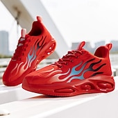 abordables Chaussures de Course pour Hommes-Homme Basket Course Marche Occasionnel Tricoté Confortable Antidérapant Respirant À lacets Noir Blanche Rouge Été Printemps Automne