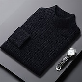 preiswerte Herrenpullover-Herren Pullover Strickpullover Gerippt Stricken Normale Oberteile Gestrickt Einfach Rollkragen Mode Basic Urlaub Alltagskleidung Bekleidung Herbst Winter Schwarz Kaffee M L XL