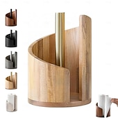 cheap Storage Racks-Mountain Paper Towel Holder Countertop with Mango Wood Round Base and Holder, Wood Paper Towel Holders Countertop, Spiral Design Decorative Storage Box for Bathroom Storage