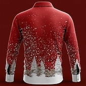 economico Costume di Natale-Natale Per uomo Costume di Natale Colletto finto e design del vestito Camicia da smoking stampata con cravatta Camicia Camicia con Bottoni Manica Lunga Divertente All'aperto Ferie Primavera Autunno