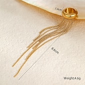 cheap Earrings-1PC Ear Cuff Ear Clips For Women's Street Date Beach Stainless Steel Tassel Fringe