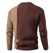 abordables suéter de los hombres-Hombre Pulóveres Suéter de punto Suéter desgastado Estriado Tejer Tops regulares Retazos Bloque de Color Plano Cuello Barco Prendas de punto Moderno Casual Ropa Cotidiana Ropa Otoño invierno Negro