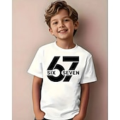 cheap Boy's 3D Funny Humor-Christmas Unisex Boys' 3D Graphic Funny Slang 67 T shirt Tee Short Sleeve 3D Print Summer Spring Sports Fashion Streetwear Kids 4-12 Years Crew Neck Outdoor Casual Daily Regular Fit