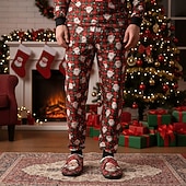 Недорогие Мужские рождественские туфли-Мужские тапочки с принтом Санта-Клауса — праздничное красное лицо Санта-Клауса со светодиодными лампами, уютные плюшевые тапочки для рождественского утра, отдыха и отдыха в праздники