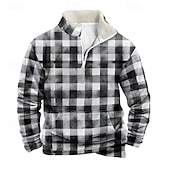 halpa Geometrinen kuvio-Miesten Ruutu / skotti Tulostus Neljännesvetoketjullinen collegepaita Loma-collegepaita paidat Pitkähihainen Villapaita Puolivetoketju Vintage retro Painettu Pyhäpäivä Bile Painettu Syksy Talvi