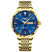voordelige Quartz-horloges-Geavanceerd herenhorloge modieuze heren quartz horloge modieuze kalender fluorescerende wijzerplaat het beste cadeau voor mannen