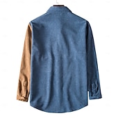 economico camicia da uomo con bottoni-Per uomo Camicia Camicia casual Camicia di Velluto a Coste Camicia con Bottoni Giallo Verde Kaki Manica Lunga Semplice Collo ripiegato Casuale Quotidiano Blocco di colore Abbigliamento Moda
