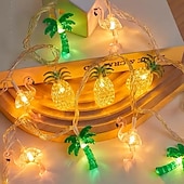 ieftine Fâșii LED-Șnur luminos tropical cu LED-uri, modele de ananas, flamingo, palmieri, luminițe de zână alimentate de baterii AA pentru decorul camerei, iluminat festiv multicolor, iluminat ambiental tematic ideal,