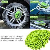 cheap Cleaning Supplies-2 in 1 Car Cleaning Brush Mop Extendable Chenille Car Wash Duster Soft Bristle Cleaning Sponge Glove Tool for Dust Dirt Snow Removal Vehicle Care