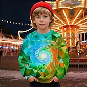 billiga Pojkens 3D Vision &amp; Geometri-Pojkar 3D Grafisk Geometrisk 3D Print Tröja Långärmad Vår Höst Mode Grundläggande Barn 4-12 år Rund hals Utomhus Ledigt Dagligen Normal