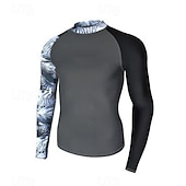 billige One Pieces Rash Guards-Herre Rash-guard Svømmeskjorte UPF50+ Hurtigtørkende Lettvekt Langermet Ikke-Klø Klær Badedrakt Surfing Strand Vannsport Svømming Lapper Sommer
