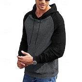 baratos hoodies básicos dos homens-Homens Moletom Estacionar Preto Cinza Claro Cinzento Escuro Cinzento Com Capuz Bloco de cor Com Cordão Desportos e Ar livre Casual Diário Impressão 3D Roupa de rua Roupa de Esporte Casual Outono