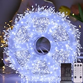 זול מוצרים עם חיבור לחשמל-חג המולד זיקוק חוט נחושת מחרוזת אורות פיות מחרוזת אורות 8 פונקציות טיימר שלט רחוק מתח נמוך תקע בטיחות פסטיבל מסיבת חתונה אווירת תאורה דקורטיבית אביזרים 10/15/30/50 מטר