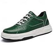 tanie Casualowe sneakersy-męskie zielone trampki ze sztucznej skóry – stylowe i wytrzymałe, idealne na co dzień, na niezobowiązujące wyjścia i do modnego stylu ulicznego