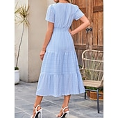 ieftine Rochie albă-Pentru femei Rochie Maxi Rochie A line Casual Zilnic Fit regulat Simplu Manșon scurt În V Albastru piscină Alb Galben Roșu-aprins Vară Primăvară