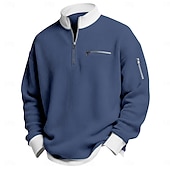 billige Vaffelstrikket T-skjorte-Herre Vaffel T-skjorte T skjorte Langermet Halv glidelås Vår Høst vinter Helfarge Tradisjonell / vintage Fritid Fargeblokk Lomme med glidelås utendørs Hjem Sport &amp; Utendørs Lyseblå Rød Lilla Topp