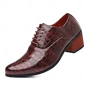abordables Zapatos Oxford-Men's Burgundy Crocodile Patterned Faux Leather Dress Shoes - Elegant Footwear for Special Occasions and Evening Wear