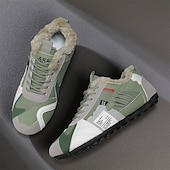 billiga Vardagssneakers-Herr Sneakers Fleecefoder Löpning Promenad Ledigt PU Läder Bekväm Halksäker Andningsfunktion Korta stövlar / ankelstövlar Snörning Mörkröd Orange Grön Sommar Vår Höst