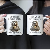  Caneca engraçada para presente: lá vamos nós de novo, quer dizer, bom dia! Caneca de cerâmica para café, ideal para trabalho, escritório ou casa, com humor, presente para amigos e colegas de trabalho.
