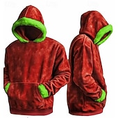 olcso Vicces karácsonyi ruha-férfi karácsonyi kapucnis pulóver hangulatos piros és zöld színű blokkos pulóver klasszikus vintage pulóver ünnepi téli pulóver zsebes karácsonyi ajándékokkal