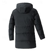 abordables Plumas y parkas de hombre-Hombre Abrigo de invierno Chaqueta acolchada Bolsillo Poliéster Vacaciones Ropa Cotidiana Cita Largo Moda Casual Cómodo Mantiene abrigado Otoño Invierno Color sólido/liso Negro Verde Trébol Gris