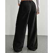 economico gamba larga e vita alta-Per donna Culotte Gamba Larga Chinos Streetwear Casual Lunghezza intera Vita media Semplice Tasca Elastico in vita Confortevole Inelastico Quotidiano All'aperto Vacanza Aalbicocca Grigio Blu marina